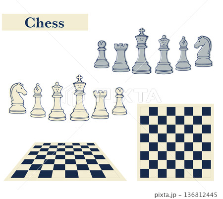 チェスの駒と盤のチェスセット 136812445