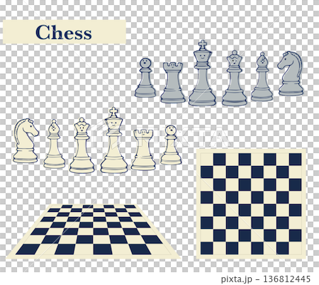 チェスの駒と盤のチェスセット 136812445