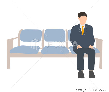待合椅子に座るスーツの男性イラスト 待合椅子に座るスーツの男性イラスト 136812777