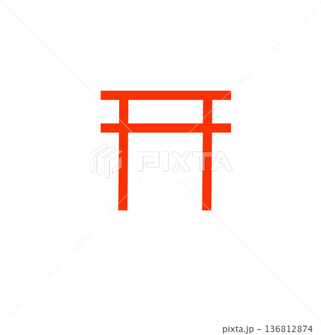 鳥居シンプルアイコンアウトライン素材 136812874