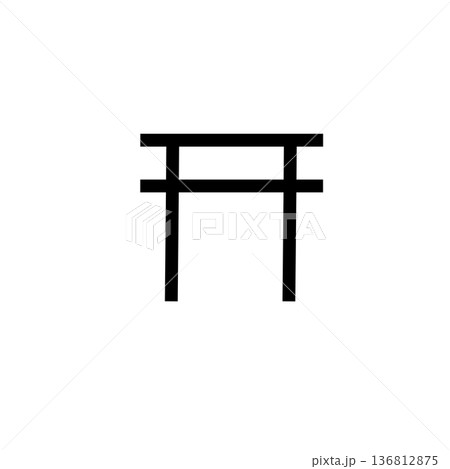 鳥居シンプルアイコンアウトライン素材 136812875