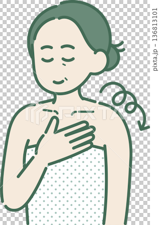 插圖描繪了一位四十多歲的女性正在接受淋巴按摩以消除水腫。 插圖描繪了一位四十多歲的女性正在接受淋巴按摩以消除水腫。 136813101