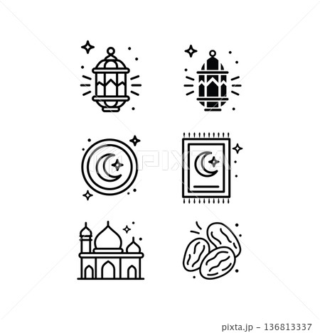 Ramadan icon set Ramadan icon set 136813337