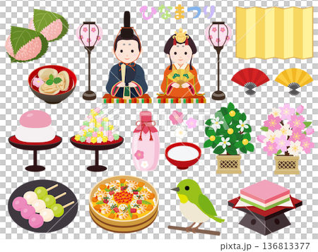 Illustration set of the Hina Matsuri 136813377