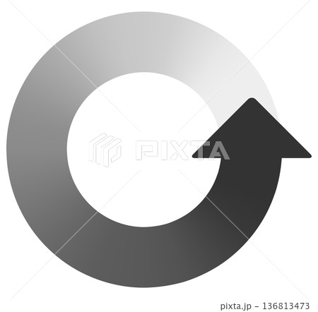 グレーグラデーションの循環矢印アイコン 136813473