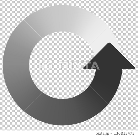 グレーグラデーションの循環矢印アイコン 136813473
