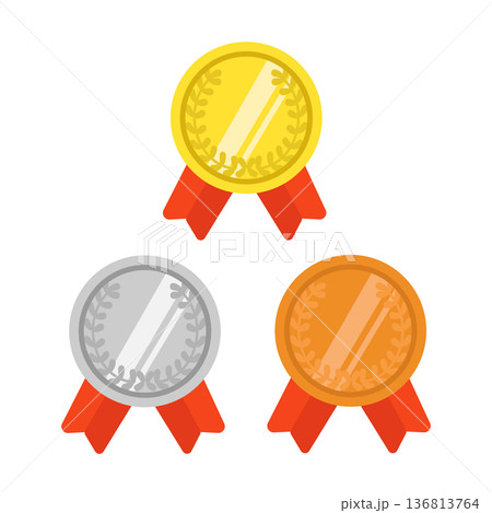 金銀銅 1位2位3位 ランキング メダル イラストセット 金銀銅 1位2位3位 ランキング メダル イラストセット 136813764