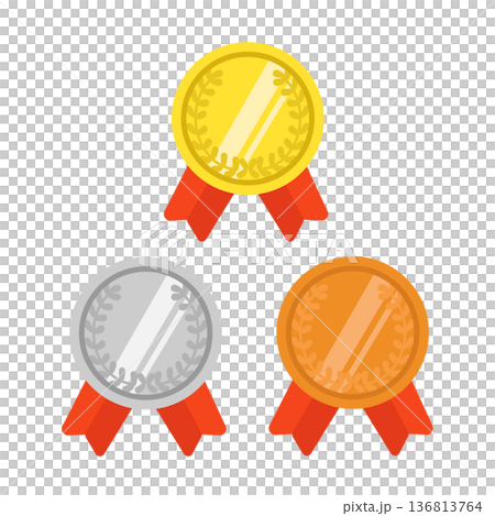 金銀銅 1位2位3位 ランキング メダル イラストセット 金銀銅 1位2位3位 ランキング メダル イラストセット 136813764