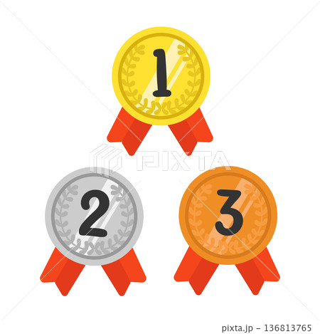 金銀銅　1位2位3位　ランキング　メダル　イラスト 136813765