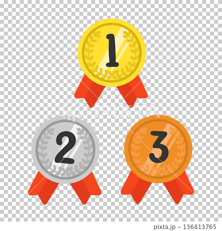 金銀銅　1位2位3位　ランキング　メダル　イラスト 136813765