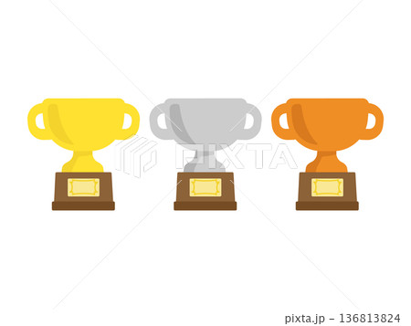 金銀銅のトロフィー イラストセット 金銀銅のトロフィー イラストセット 136813824
