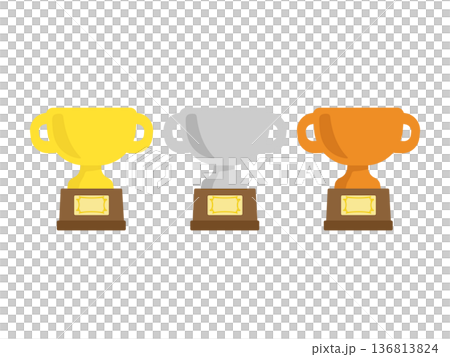 金銀銅のトロフィー イラストセット 金銀銅のトロフィー イラストセット 136813824