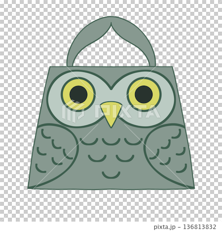 ふくろうの顔が描かれたラッピング袋 ギフトバッグ アイコン ふくろうの顔が描かれたラッピング袋 ギフトバッグ アイコン 136813832