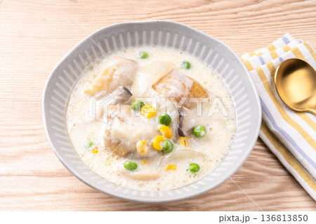 鶏肉の豆乳クリーム煮 鶏肉の豆乳クリーム煮 136813850