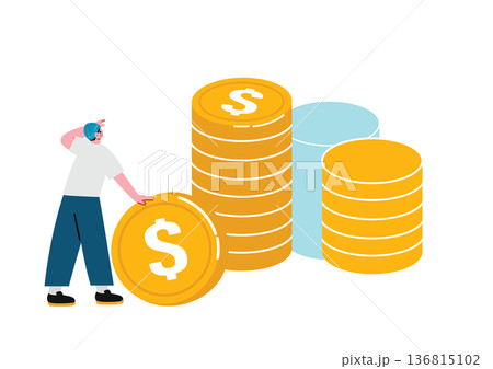 お金を稼ぐ男性 136815102