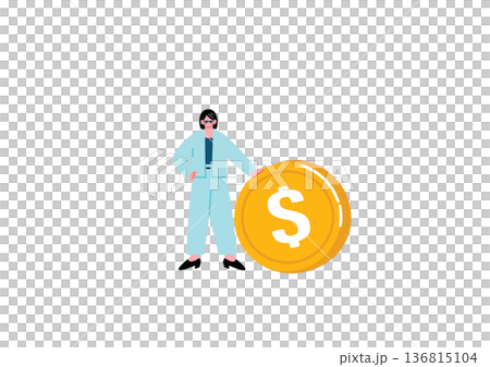 お金を稼ぐ女性 お金を稼ぐ女性 136815104