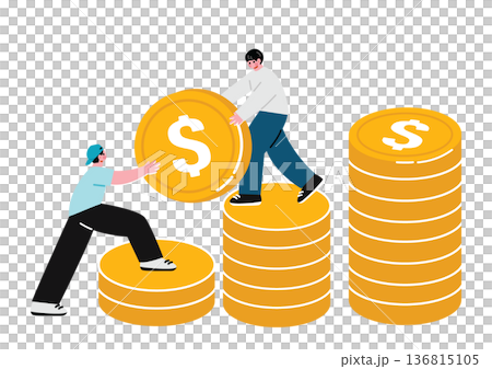 協力してお金を貯める男性 協力してお金を貯める男性 136815105