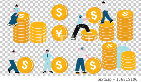 Illustration material of a person making money 136815106