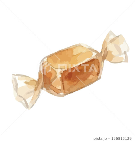 水彩風のキャラメルイラスト 136815129