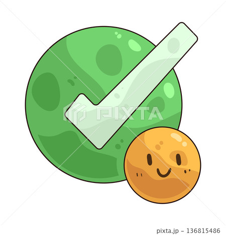 Illustration of Checkmark with Smile emoji 136815486
