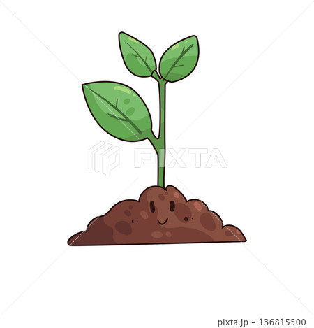Illustration of smiley sprouting plant Illustration of smiley sprouting plant 136815500
