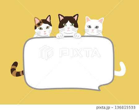 手描きのかわいい猫の吹き出しイラスト 136815533