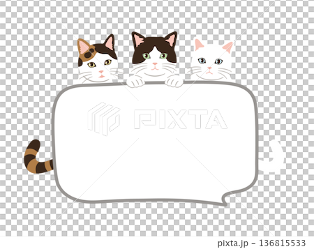 手繪可愛貓咪對話框插圖 手繪可愛貓咪對話框插圖 136815533