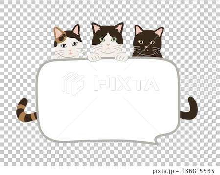 手繪可愛貓咪對話框插圖 手繪可愛貓咪對話框插圖 136815535