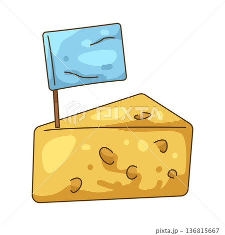 Illustration of cheese with flag 136815667