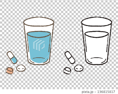 コップと錠剤 136815817