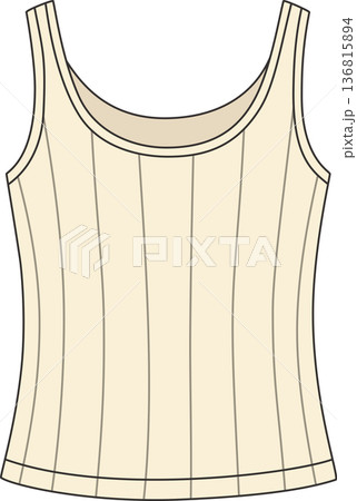 Minimalist Hand Drawn Illustration of a Cream Ribbed Tank Top for Casual Loungewear and Aesthetic Apparel Design Minimalist Hand Drawn Illustration of a Cream Ribbed Tank Top for Casual Loungewear and Aesthetic Apparel Design 136815894