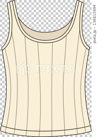 Minimalist Hand Drawn Illustration of a Cream Ribbed Tank Top for Casual Loungewear and Aesthetic Apparel Design Minimalist Hand Drawn Illustration of a Cream Ribbed Tank Top for Casual Loungewear and Aesthetic Apparel Design 136815894