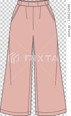 Minimalist Hand Drawn Illustration of Peach Wide-Leg Loungewear Pants with Elastic Waist for Cozy Home Comfort and Casual Fashion Concept 136815896