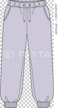 Minimalist Hand Drawn Illustration of Light Purple Jogger Sweatpants with Drawstring and Pockets for Cozy Loungewear and Casual Fashion Concept Minimalist Hand Drawn Illustration of Light Purple Jogger Sweatpants with Drawstring and Pockets for Cozy Loungewear and Casual Fashion Concept 136815897