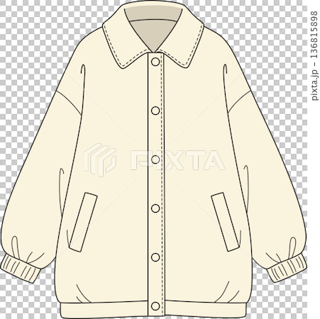 Minimalist Hand Drawn Illustration of a Cream Oversized Jacket with Collar and Buttons for Cozy Loungewear and Casual Fashion Concept Minimalist Hand Drawn Illustration of a Cream Oversized Jacket with Collar and Buttons for Cozy Loungewear and Casual Fashion Concept 136815898