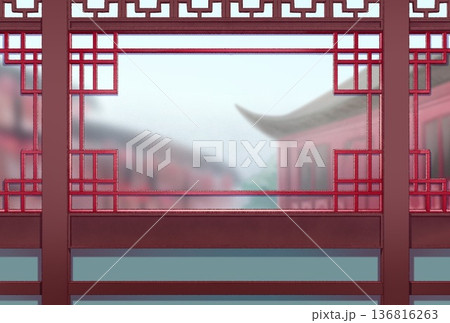 中華風の窓の背景 136816263