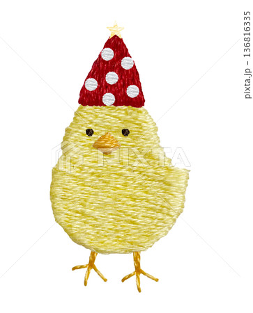 【パーティーひよこ】手刺繍イラスト素材 136816335