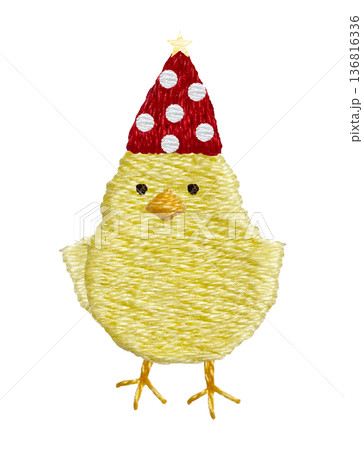 【パーティーひよこ】手刺繍イラスト素材 136816336