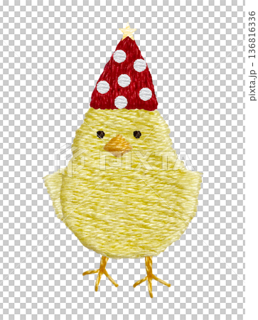 【パーティーひよこ】手刺繍イラスト素材 136816336