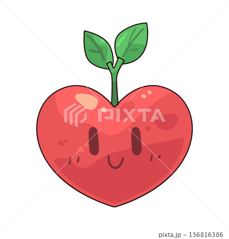 Illustration of Smiley Growing Heart Illustration of Smiley Growing Heart 136816386