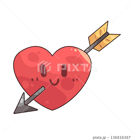 Illustration of Smiley Heart with Arrow Illustration of Smiley Heart with Arrow 136816387