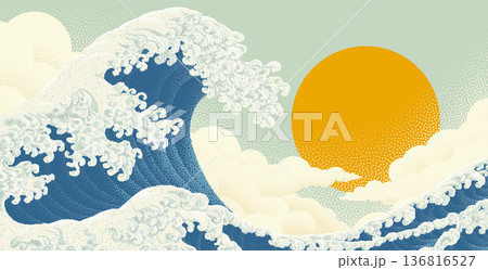 Great Wave Ocean Sea Japanese Design Illustration Great Wave Ocean Sea Japanese Design Illustration 136816527