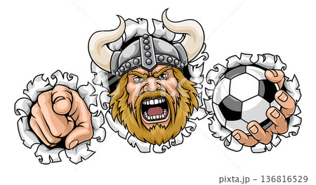 Viking Soccer Football Ball Sports Team Mascot Man Viking Soccer Football Ball Sports Team Mascot Man 136816529