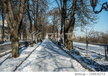 Snowy winter cityscape of UNESCO historic center of Odessa, Ukraine Snowy winter cityscape of UNESCO historic center of Odessa, Ukraine 136816753