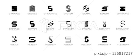 S Logo Letter Set AI Software System Identity Style, Digital Techno Innovation Startup Company Branding. Science Security Service Corporate Branding Monogram Symbols. Sign Collection. Vector Logotype S Logo Letter Set AI Software System Identity Style, Digital Techno Innovation Startup Company Branding. Science Security Service Corporate Branding Monogram Symbols. Sign Collection. Vector Logotype 136817217