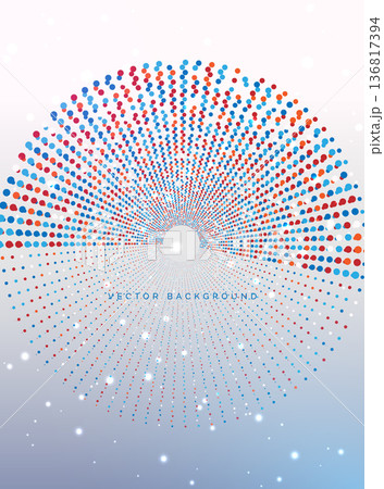 Abstract dotted glowing blue,red,orange swirling on white background. Abstract dotted glowing blue,red,orange swirling on white background. 136817394