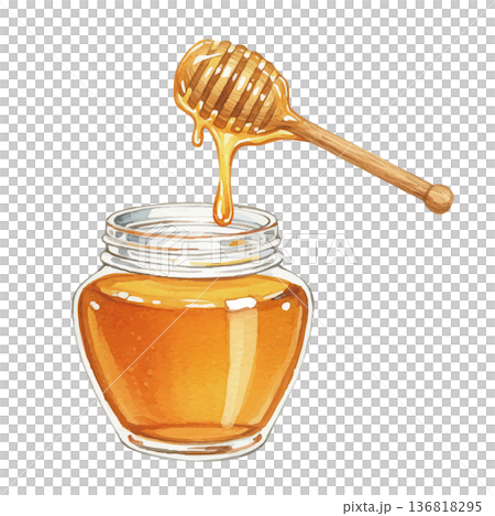 水彩風格的蜂蜜插圖 136818295