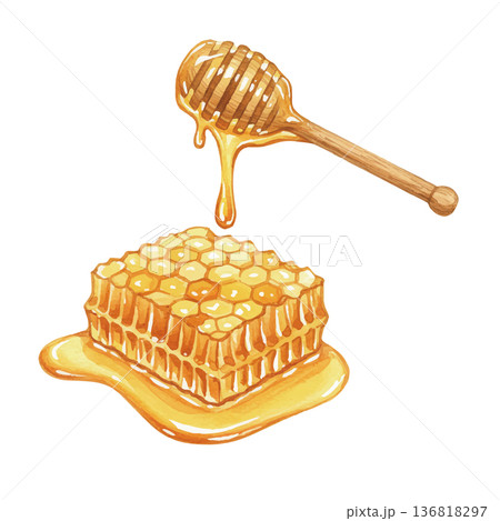 水彩風のはちみつイラスト 水彩風のはちみつイラスト 136818297