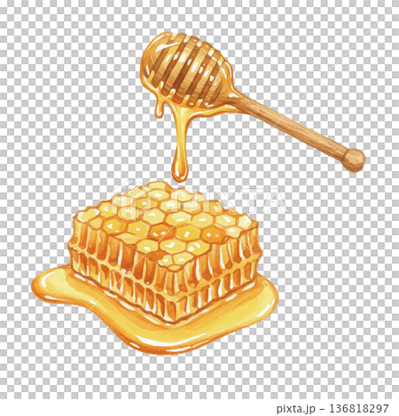 水彩風のはちみつイラスト 水彩風のはちみつイラスト 136818297