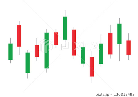 Stock market bar graph, candlestick chart, finance trade data, vector illustration. 136818498
